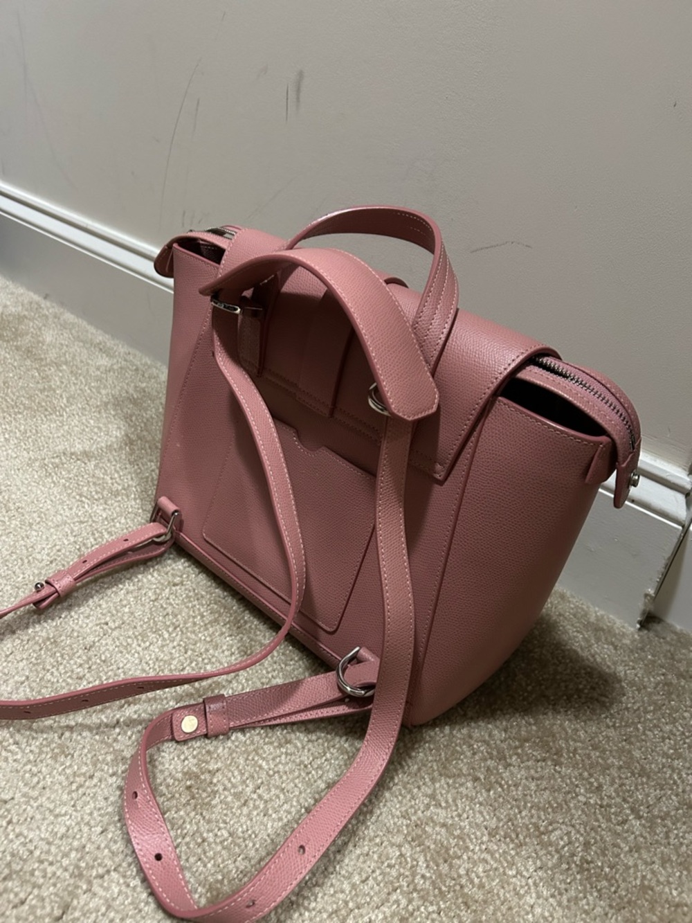 Senreve Pebbled Leather Satchel in Dusty Pink - Picture 5 of 10